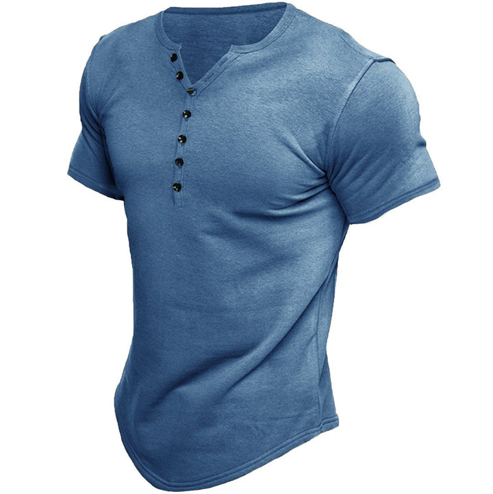 Brad™ - Kortärmad Henley T-shirt i Bomull